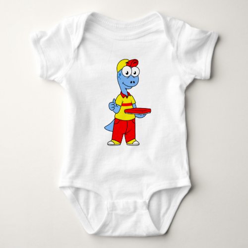 Illustration Of A Brontosaurus Delivery Person Baby Bodysuit