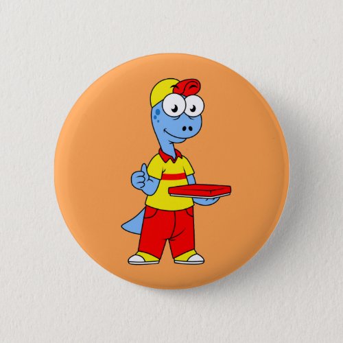 Illustration Of A Brontosaurus Delivery Person Button