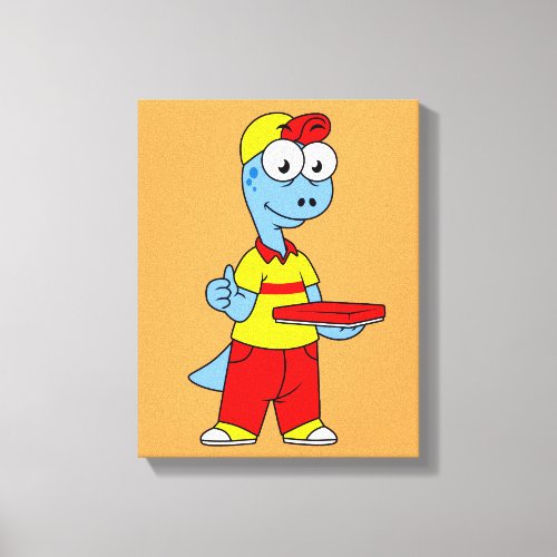 Illustration Of A Brontosaurus Delivery Person Canvas Print