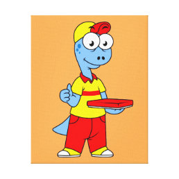 Illustration Of A Brontosaurus Delivery Person. Canvas Print