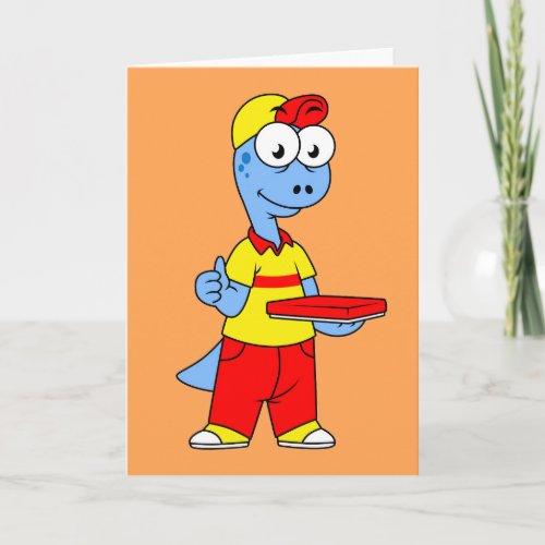 Illustration Of A Brontosaurus Delivery Person Card
