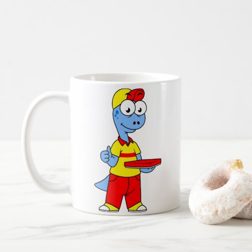 Illustration Of A Brontosaurus Delivery Person Coffee Mug