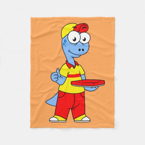 Illustration Of A Brontosaurus Delivery Person Fleece Blanket