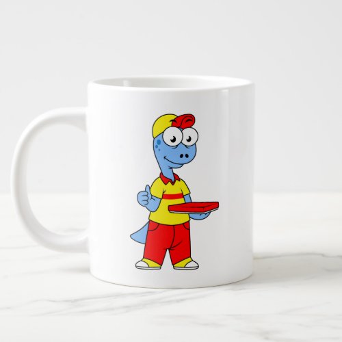 Illustration Of A Brontosaurus Delivery Person Giant Coffee Mug