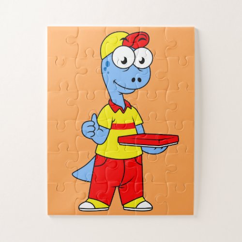 Illustration Of A Brontosaurus Delivery Person Jigsaw Puzzle
