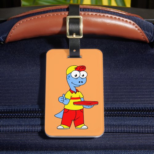 Illustration Of A Brontosaurus Delivery Person Luggage Tag