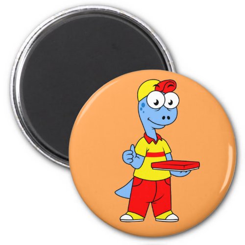 Illustration Of A Brontosaurus Delivery Person Magnet