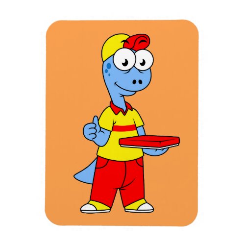 Illustration Of A Brontosaurus Delivery Person Magnet