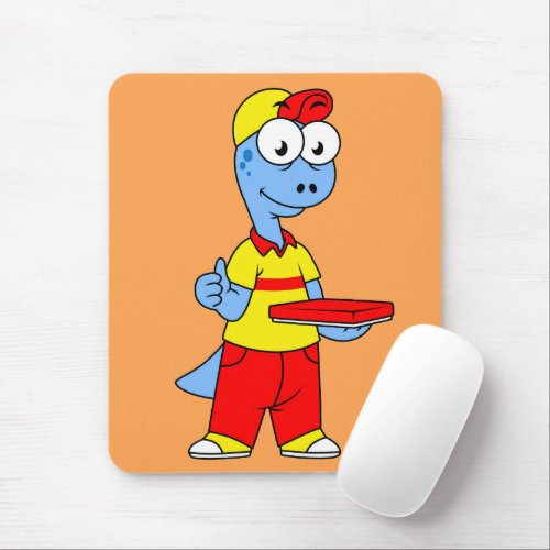 Illustration Of A Brontosaurus Delivery Person Mouse Pad