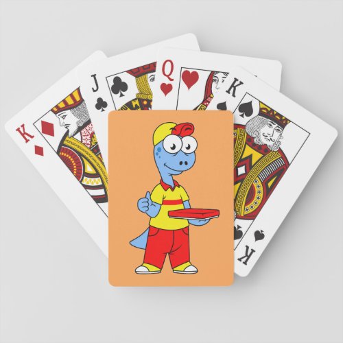 Illustration Of A Brontosaurus Delivery Person Playing Cards