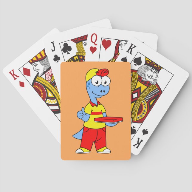 Illustration Of A Brontosaurus Delivery Person. Poker Cards (Back)