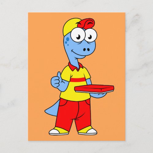 Illustration Of A Brontosaurus Delivery Person Postcard