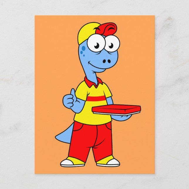 Illustration Of A Brontosaurus Delivery Person. Postcard (Front)