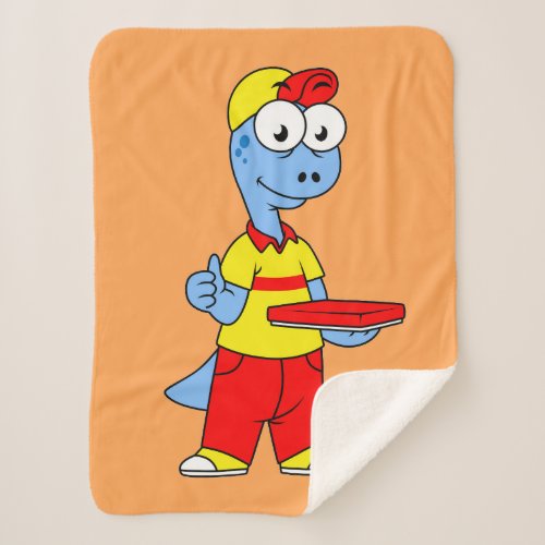Illustration Of A Brontosaurus Delivery Person Sherpa Blanket