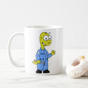 Illustration Of A Brontosaurus Mechanic. Coffee Mug