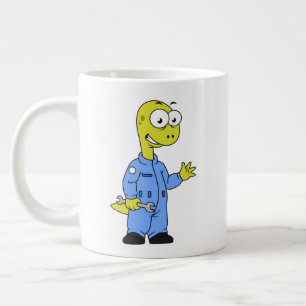 Illustration Of A Brontosaurus Mechanic. Giant Coffee Mug