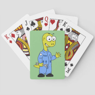 Illustration Of A Brontosaurus Mechanic. Poker Cards