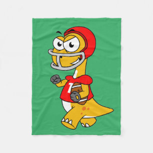 Illustration Of A Brontosaurus Playing Football. Fleece Blanket