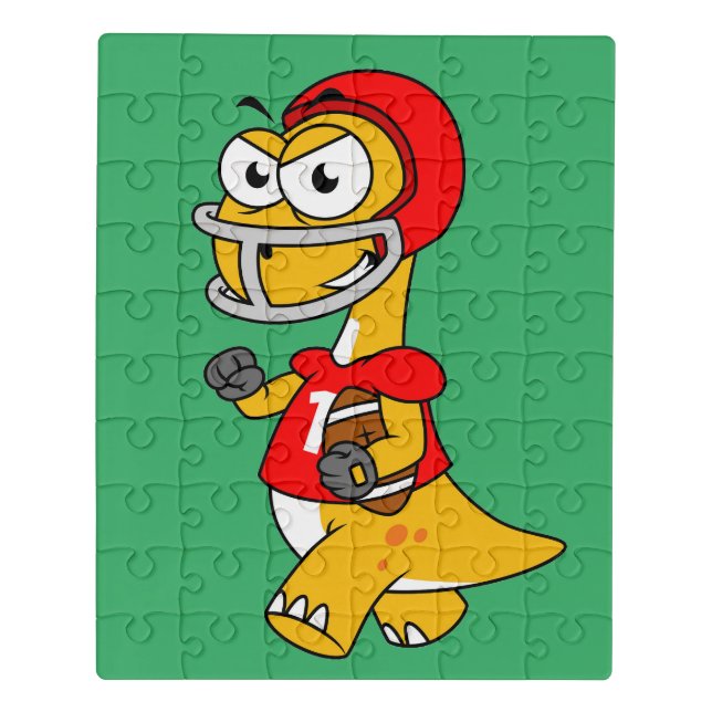 Illustration Of A Brontosaurus Playing Football. Jigsaw Puzzle (Puzzle Vertical)