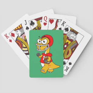 Illustration Of A Brontosaurus Playing Football. Poker Cards