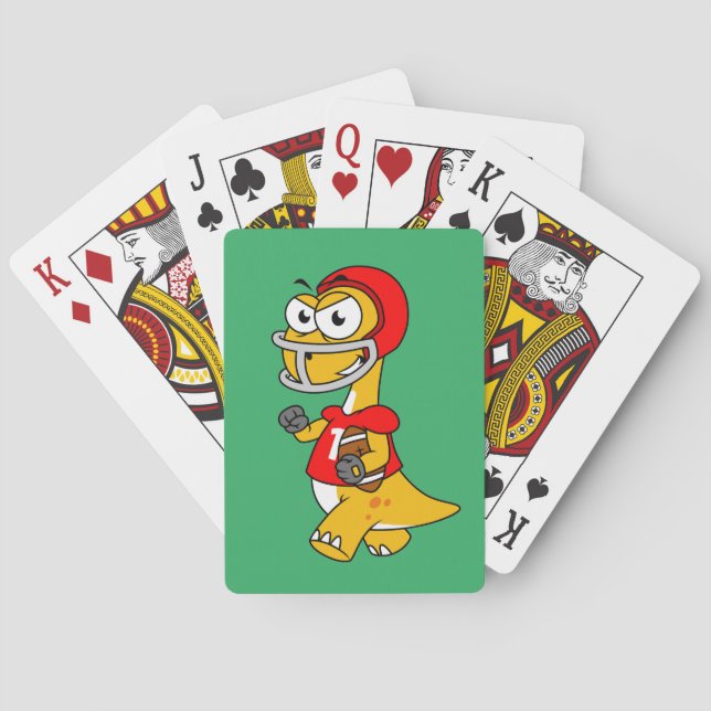 Illustration Of A Brontosaurus Playing Football. Poker Cards (Back)