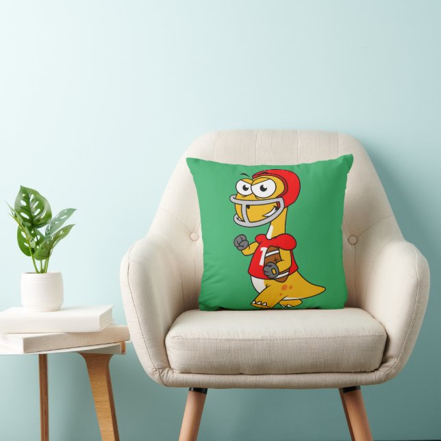 Illustration Of A Brontosaurus Playing Football. Throw Pillow (Chair)