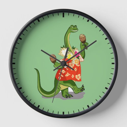 Illustration Of A Brontosaurus Playing Maracas Clock