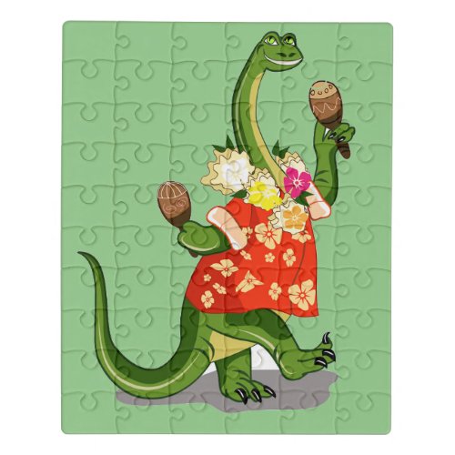 Illustration Of A Brontosaurus Playing Maracas Jigsaw Puzzle