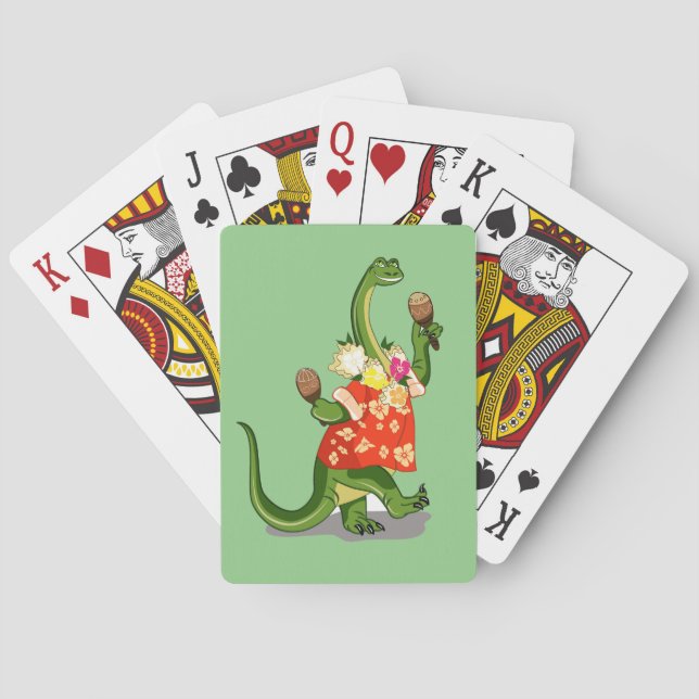Illustration Of A Brontosaurus Playing Maracas. Poker Cards (Back)