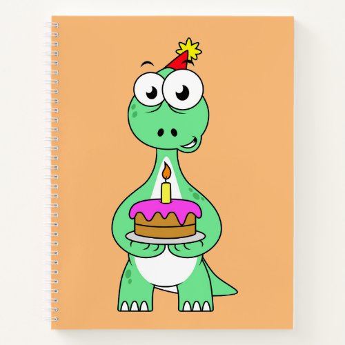 Illustration Of A Brontosaurus With Birthday Cake Notebook