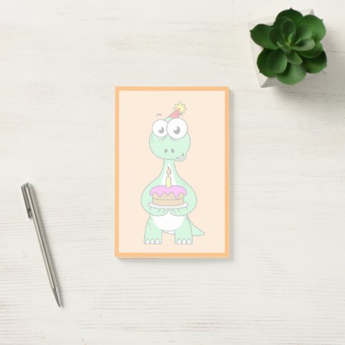 Illustration Of A Brontosaurus With Birthday Cake Post_it Notes