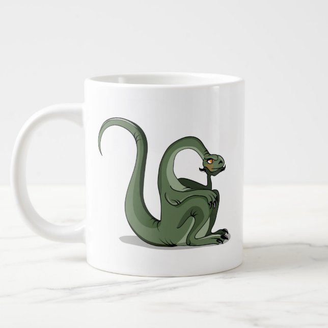 Illustration Of A Cartoon Brontosaurus Thinking. Giant Coffee Mug (Left)