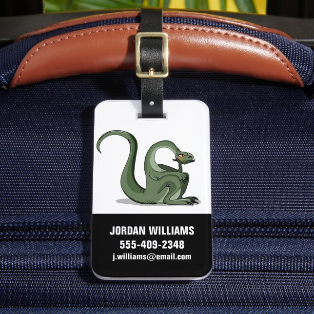 Illustration Of A Cartoon Brontosaurus Thinking. Luggage Tag (Front Insitu 2)