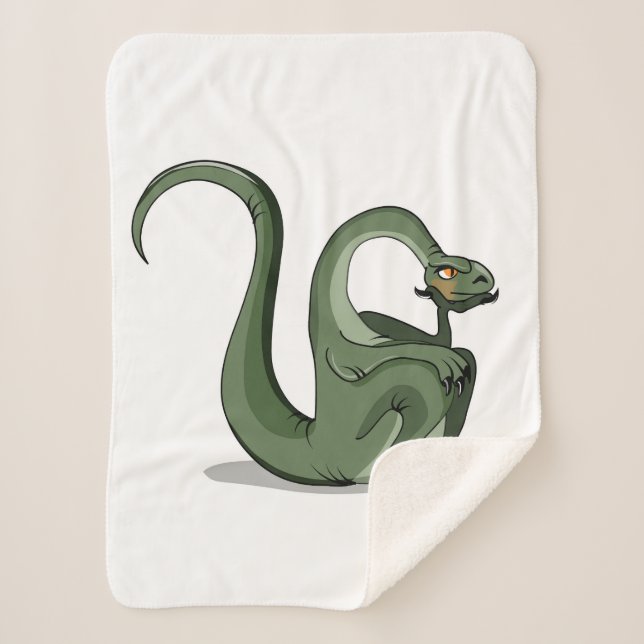 Illustration Of A Cartoon Brontosaurus Thinking. Sherpa Blanket (Front)