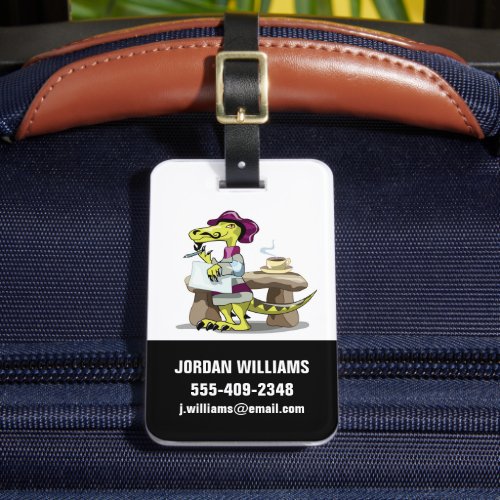 Illustration Of A Cartoon Raptor Poet Thinking Luggage Tag