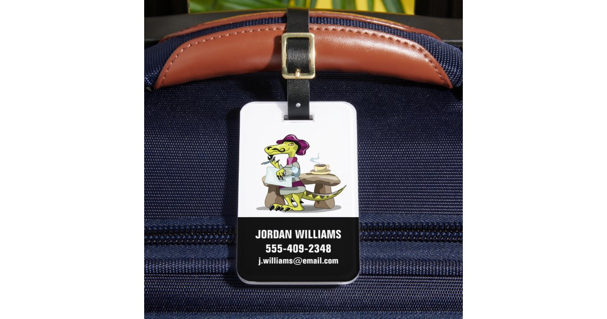 Illustration Of A Cartoon Raptor Poet Thinking. Luggage Tag | Zazzle