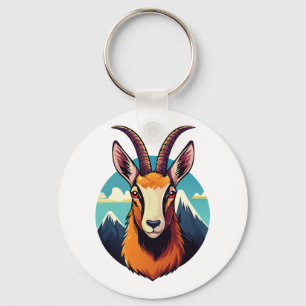 Illustration of a chamois head keychain