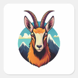 Illustration of a chamois head square sticker