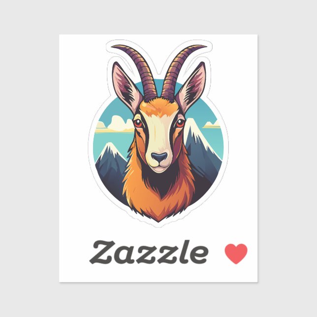 Illustration of a chamois head sticker (Sheet)