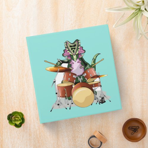 Illustration Of A Chasmosaurus Playing The Drums 3 Ring Binder