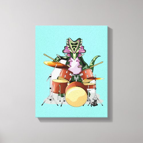 Illustration Of A Chasmosaurus Playing The Drums Canvas Print