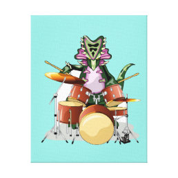Illustration Of A Chasmosaurus Playing The Drums. Canvas Print