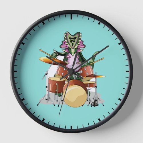 Illustration Of A Chasmosaurus Playing The Drums Clock