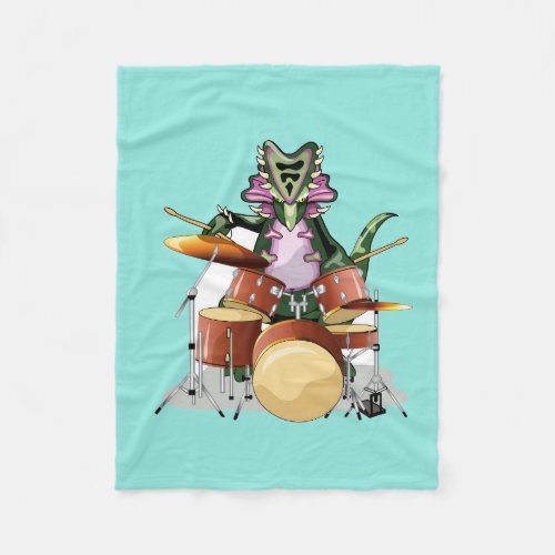 Illustration Of A Chasmosaurus Playing The Drums Fleece Blanket