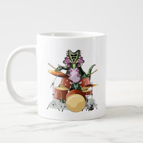 Illustration Of A Chasmosaurus Playing The Drums Giant Coffee Mug