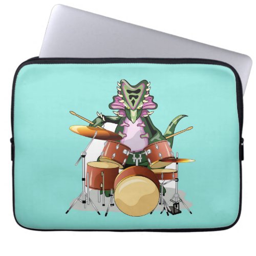 Illustration Of A Chasmosaurus Playing The Drums Laptop Sleeve