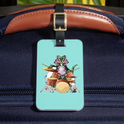 Illustration Of A Chasmosaurus Playing The Drums Luggage Tag