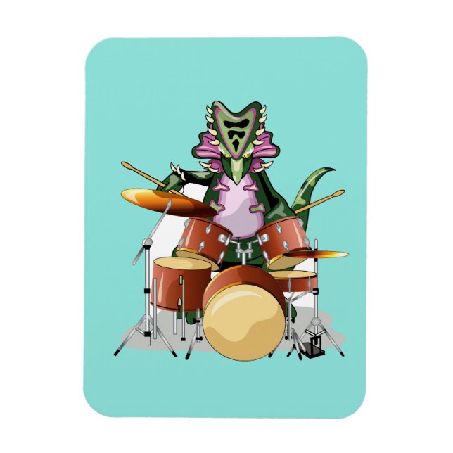 Illustration Of A Chasmosaurus Playing The Drums. Magnet (Vertical)
