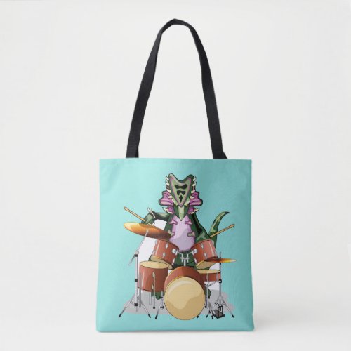 Illustration Of A Chasmosaurus Playing The Drums Tote Bag