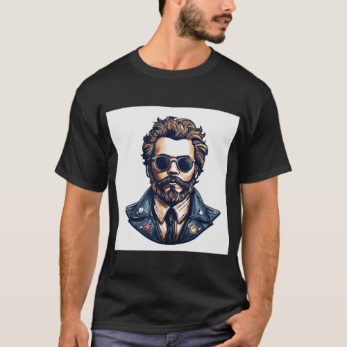 Illustration of a cool Karl Marx in a rocker avata T_Shirt